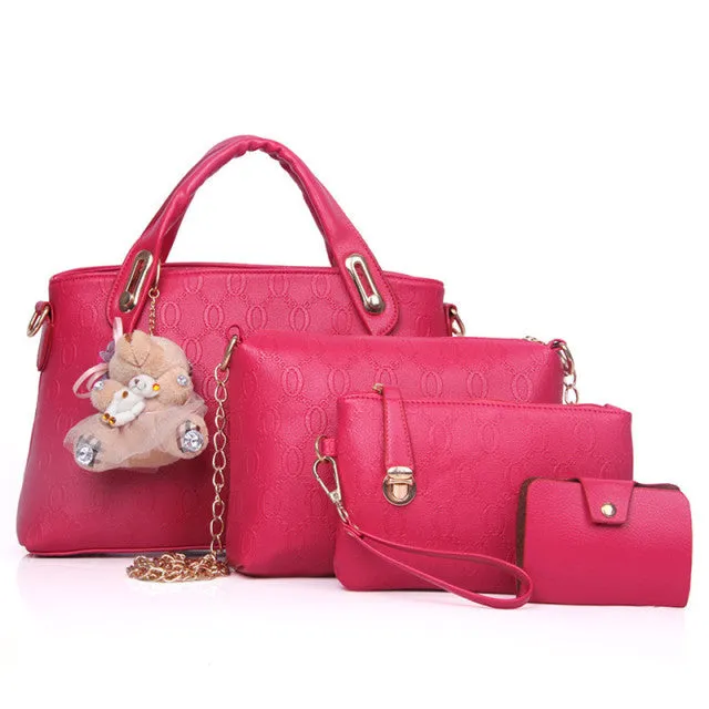 4pcs/Set Luxury Designer PU Leather Handbag