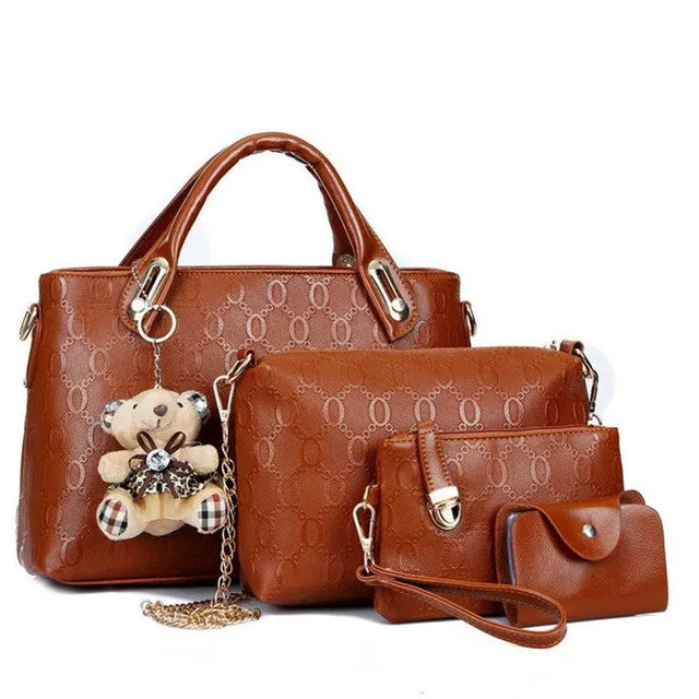 4pcs/Set Luxury Designer PU Leather Handbag