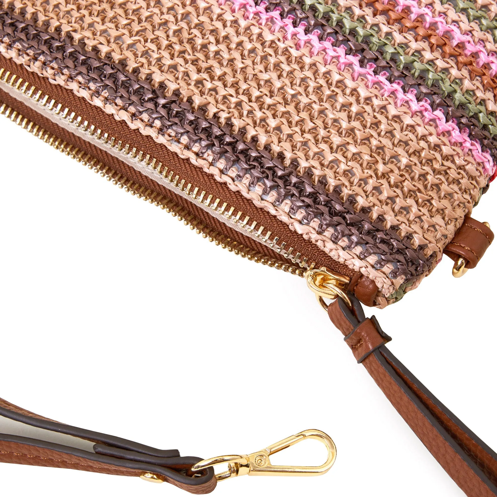 Accessorize London Women's Multi Stripe Raffia Pouch