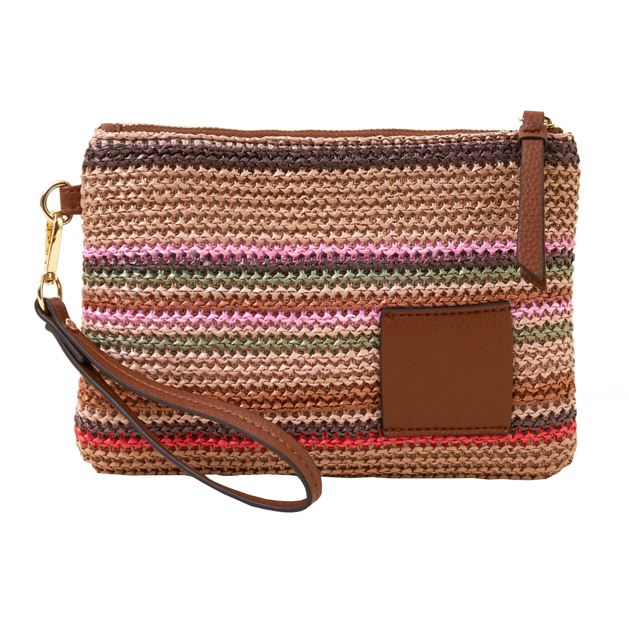 Accessorize London Women's Multi Stripe Raffia Pouch