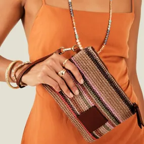 Accessorize London Women's Multi Stripe Raffia Pouch