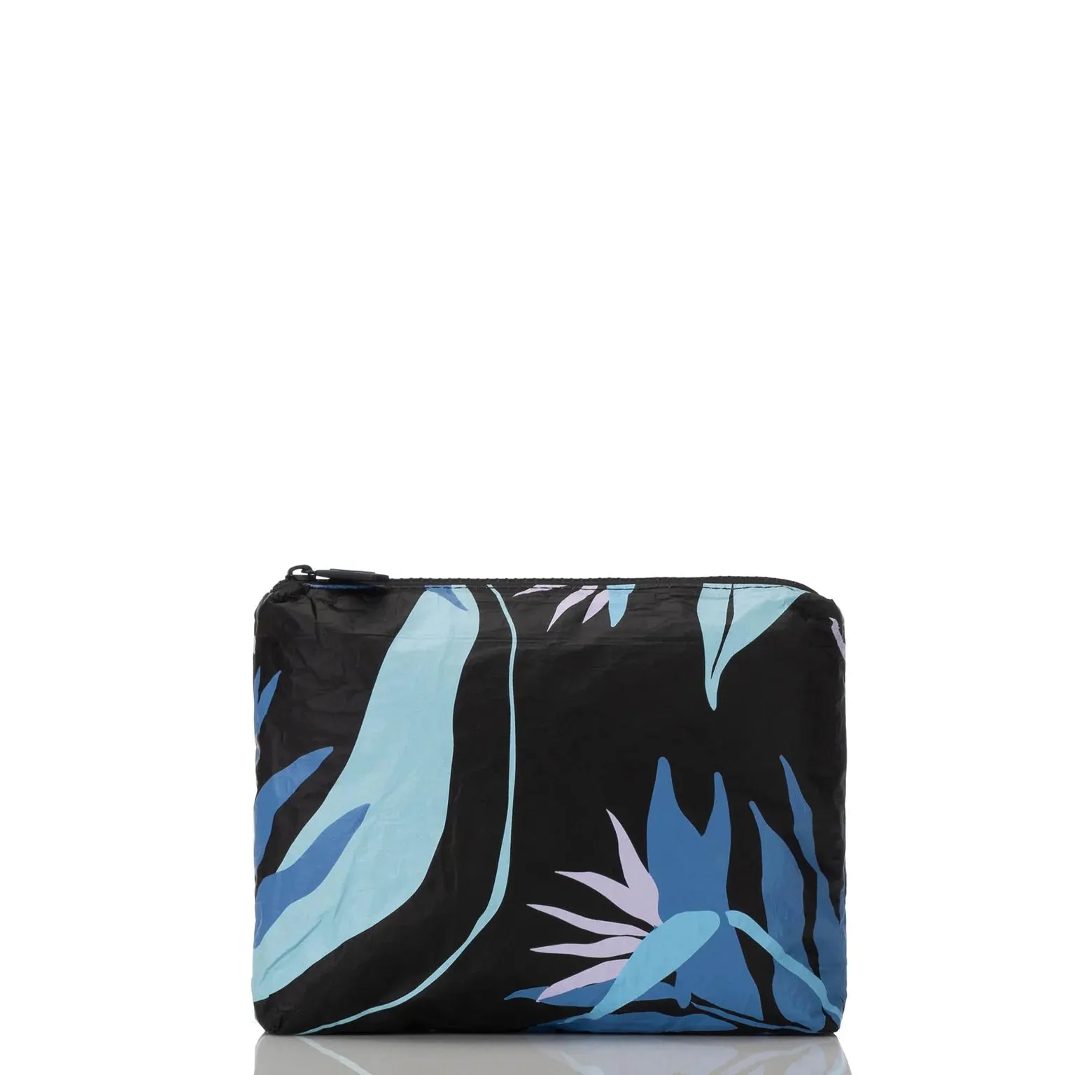 Aloha Small Pouch in Painted Birds, Huckleberry on Black, Style #SMABT079