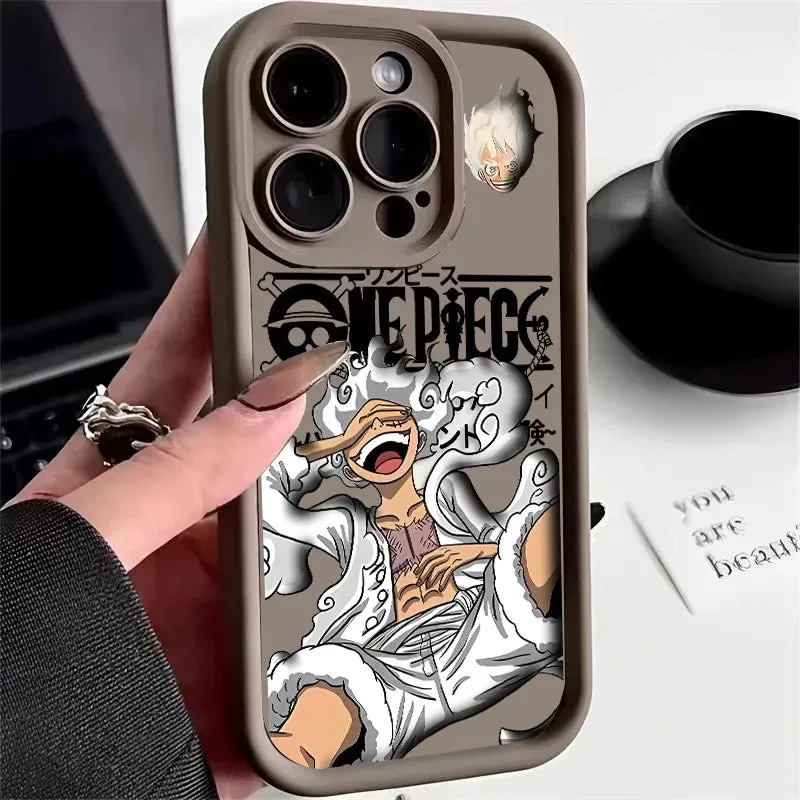 Anime One Piece Luffy Gear 5th Phone Case for iPhone 15 14 13 12 11 Pro Max Plus Shockproof Silicone