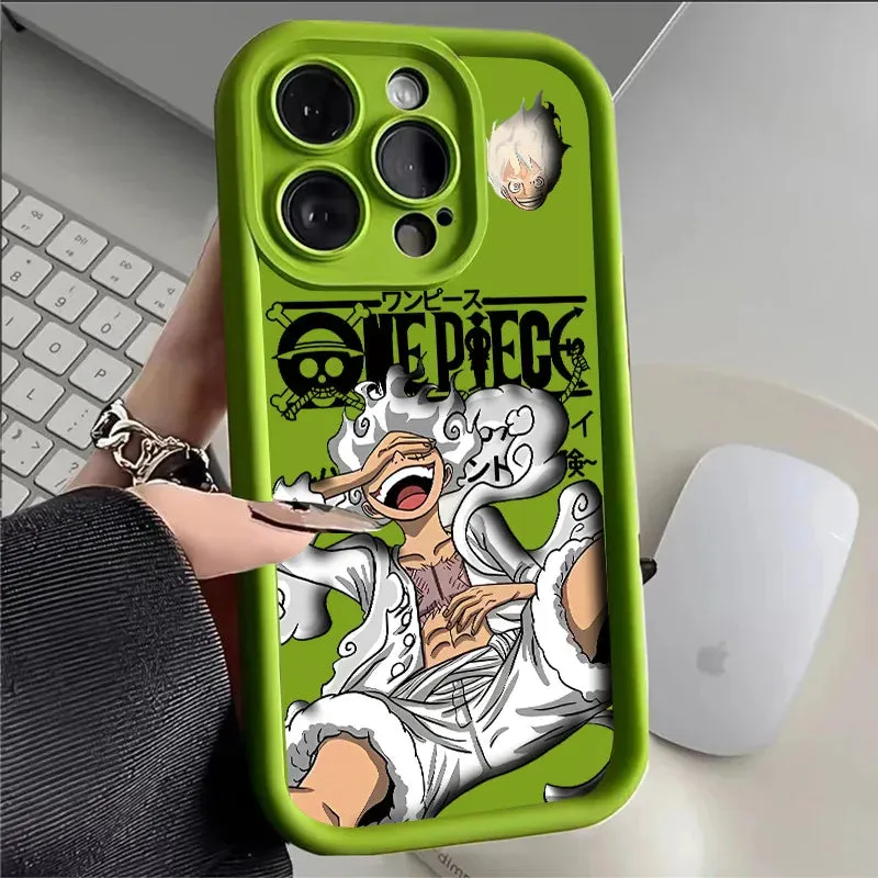 Anime One Piece Luffy Gear 5th Phone Case for iPhone 15 14 13 12 11 Pro Max Plus Shockproof Silicone