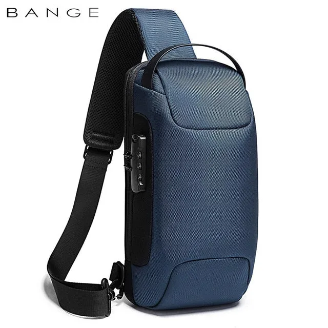 BANGE Hot Chest Bag New Anti-thief Men's Crossbody Bag Waterproof Shoulder Bags USB Charging Short Trip For Male Travel Pack