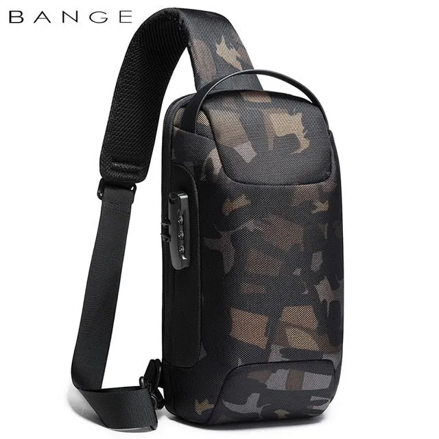 BANGE Hot Chest Bag New Anti-thief Men's Crossbody Bag Waterproof Shoulder Bags USB Charging Short Trip For Male Travel Pack