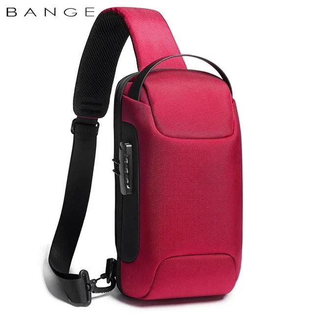 BANGE Hot Chest Bag New Anti-thief Men's Crossbody Bag Waterproof Shoulder Bags USB Charging Short Trip For Male Travel Pack