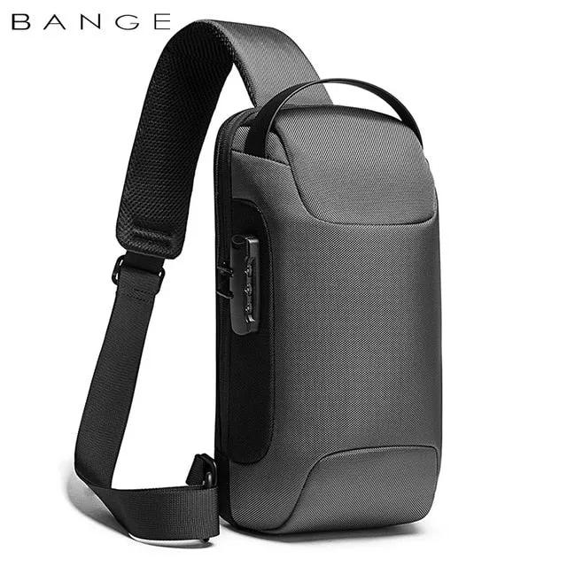 BANGE Hot Chest Bag New Anti-thief Men's Crossbody Bag Waterproof Shoulder Bags USB Charging Short Trip For Male Travel Pack