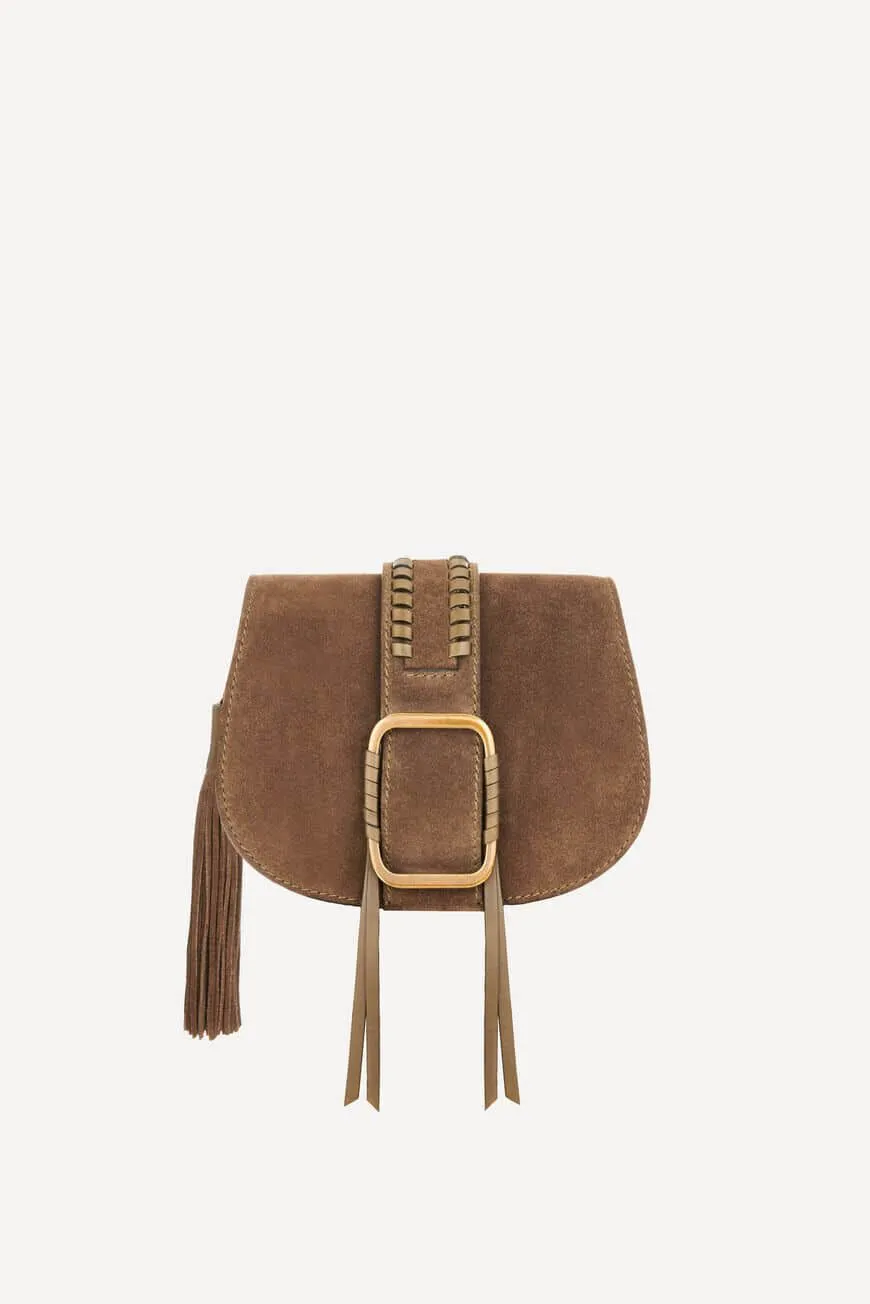 Bash Paris Khaki Teddy Small Suede Bag