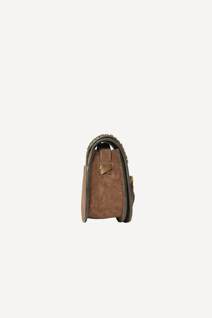 Bash Paris Khaki Teddy Small Suede Bag