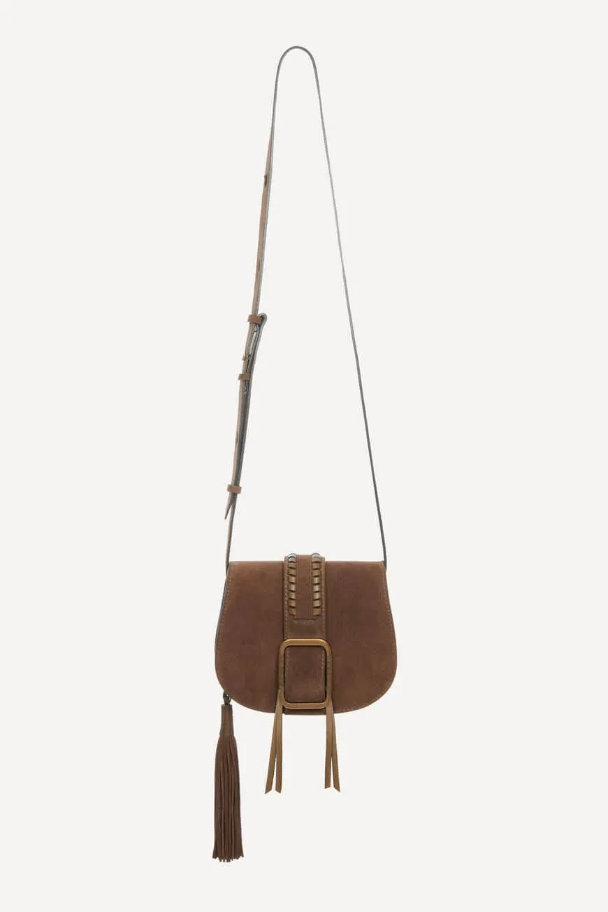 Bash Paris Khaki Teddy Small Suede Bag