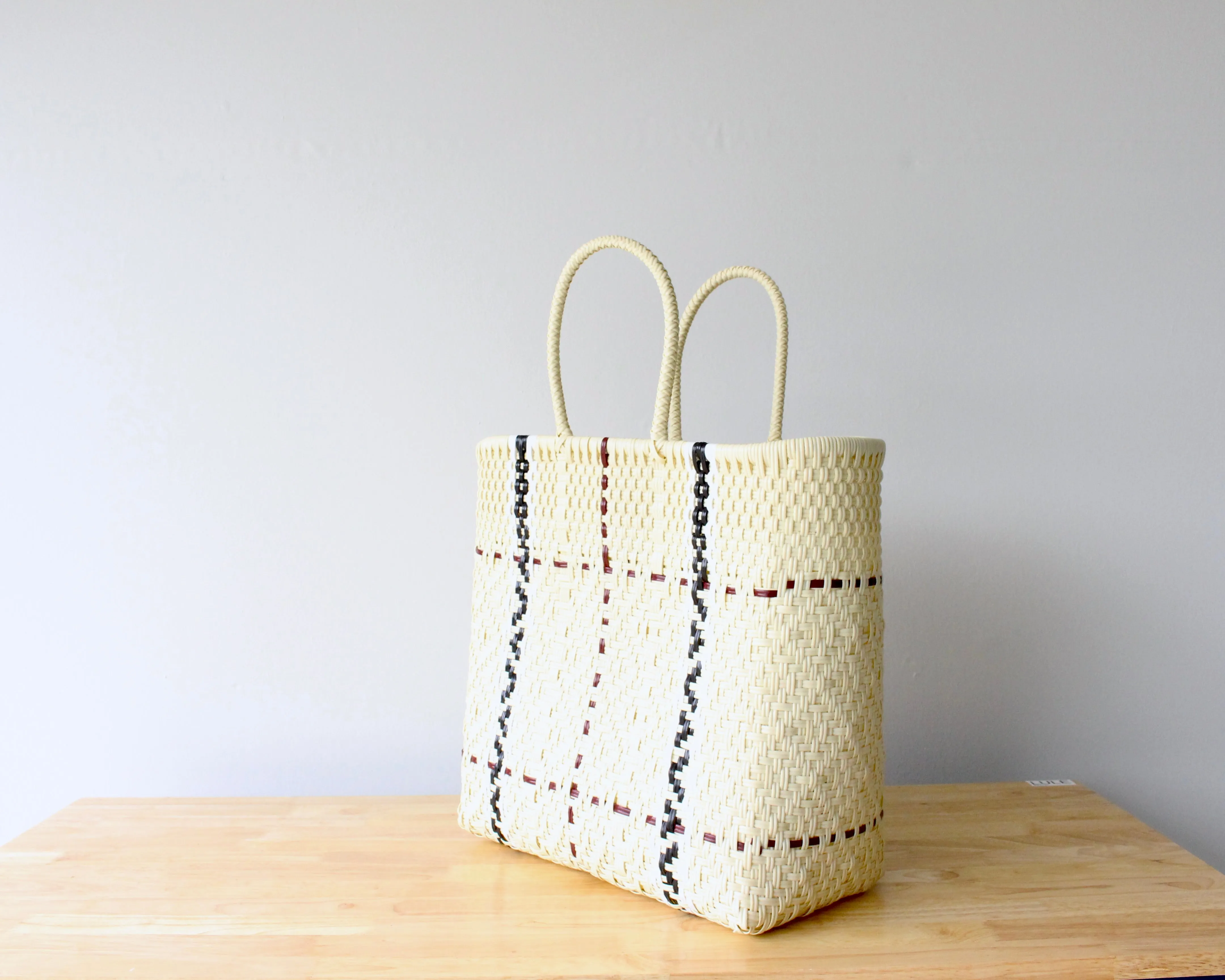 Beige, Black & Red Tote Bag by MexiMexi