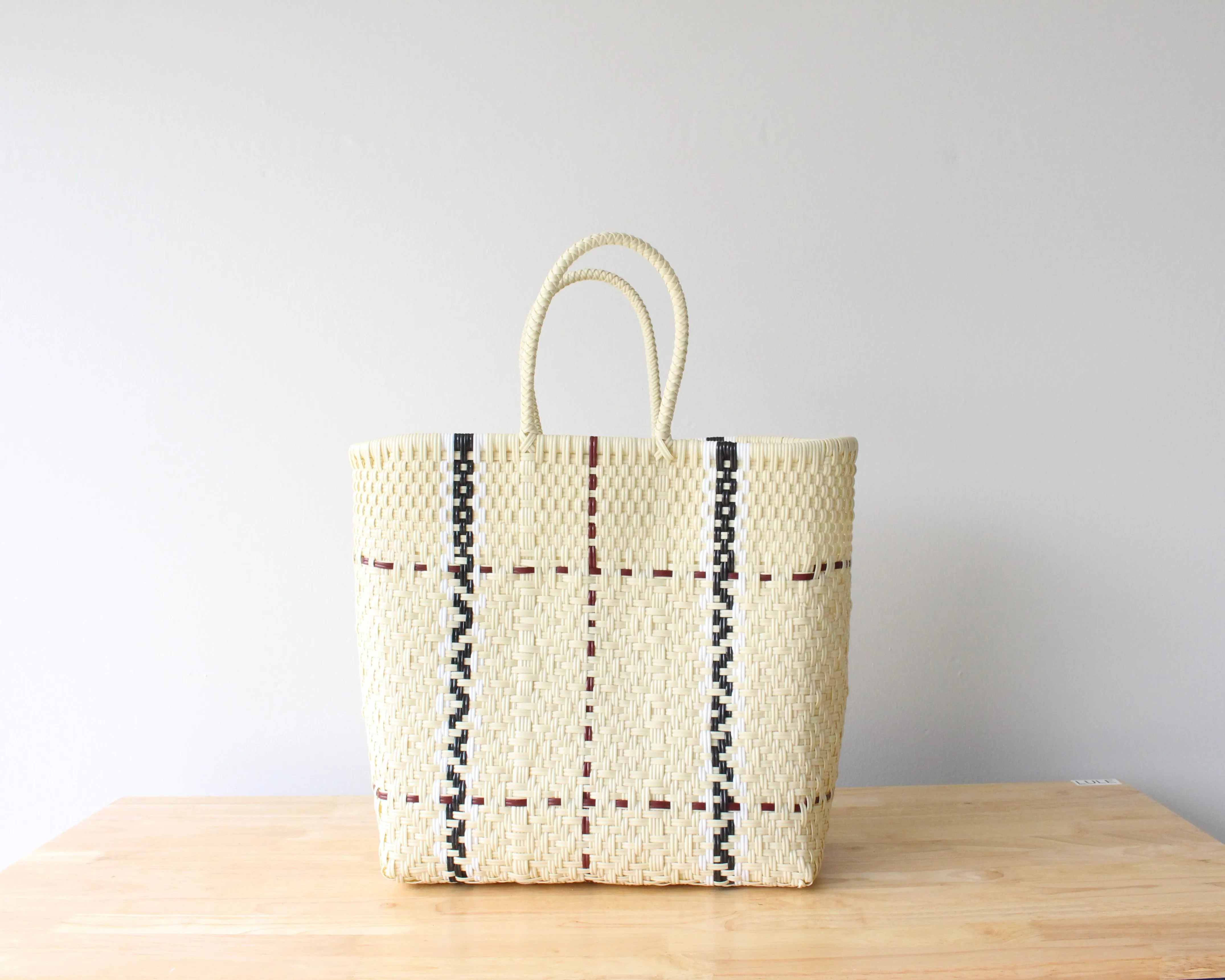 Beige, Black & Red Tote Bag by MexiMexi