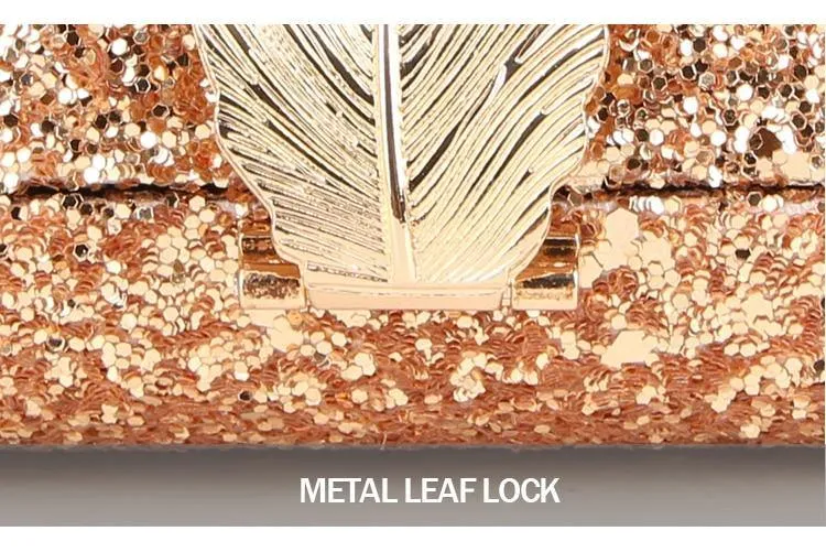 Bling Metal Leaf Hard Case Clutch