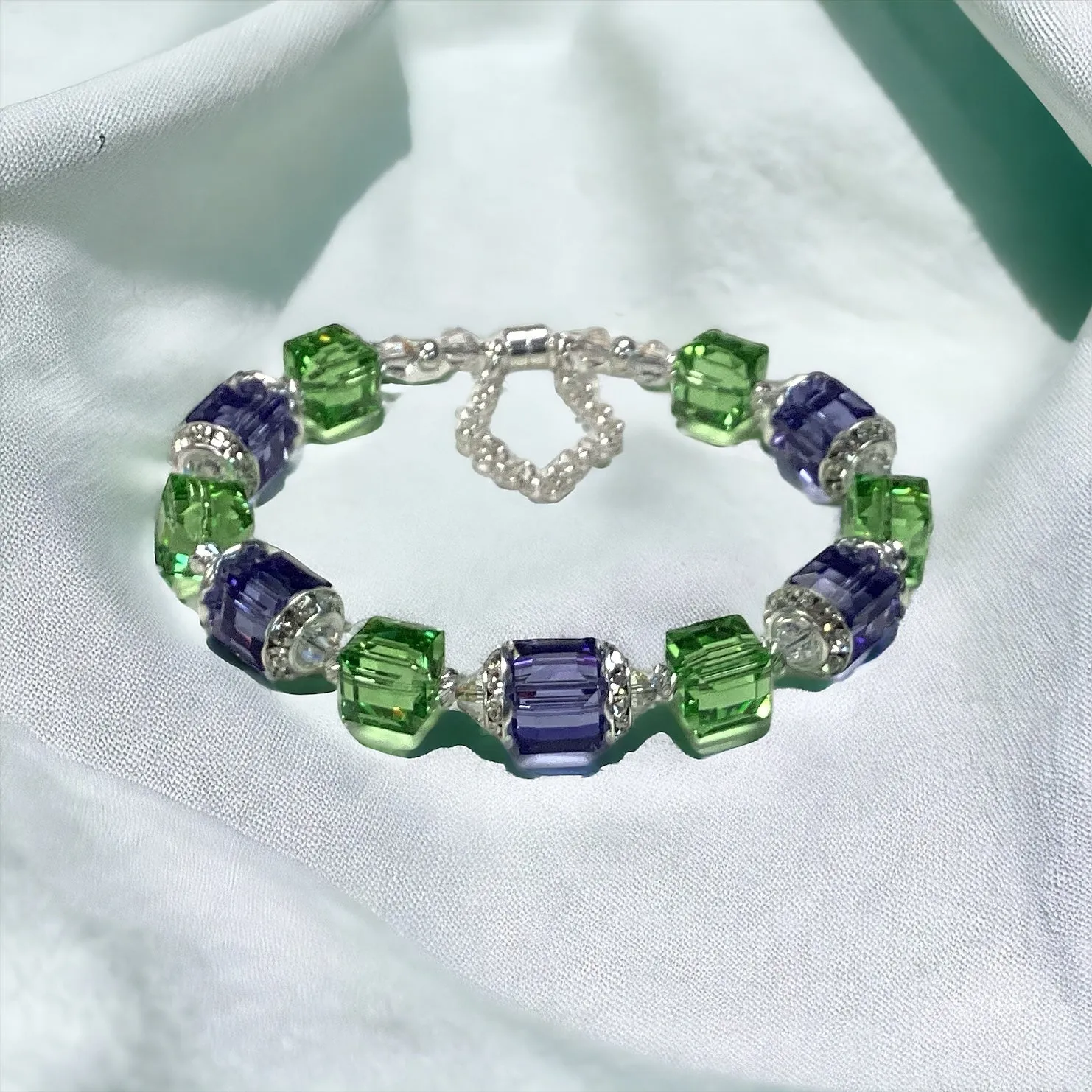 Bracelet Kit -   Peridot and Tanzanite Crystal Bracelet and Earring Kit (Sterling) 