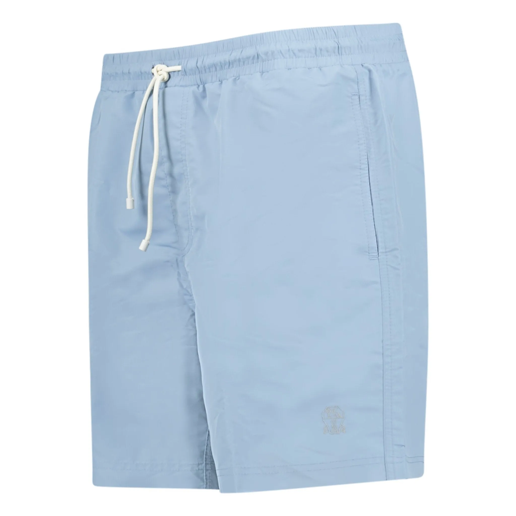 BRUNELLO CUCINELLI LOGO SWIM SHORTS LIGHT BLUE