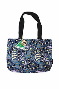 Bush Tucker Blue Cotton Tote Bag Small