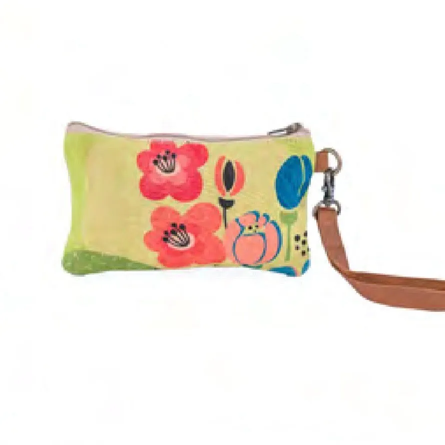 Canvas Blossom Wristlet