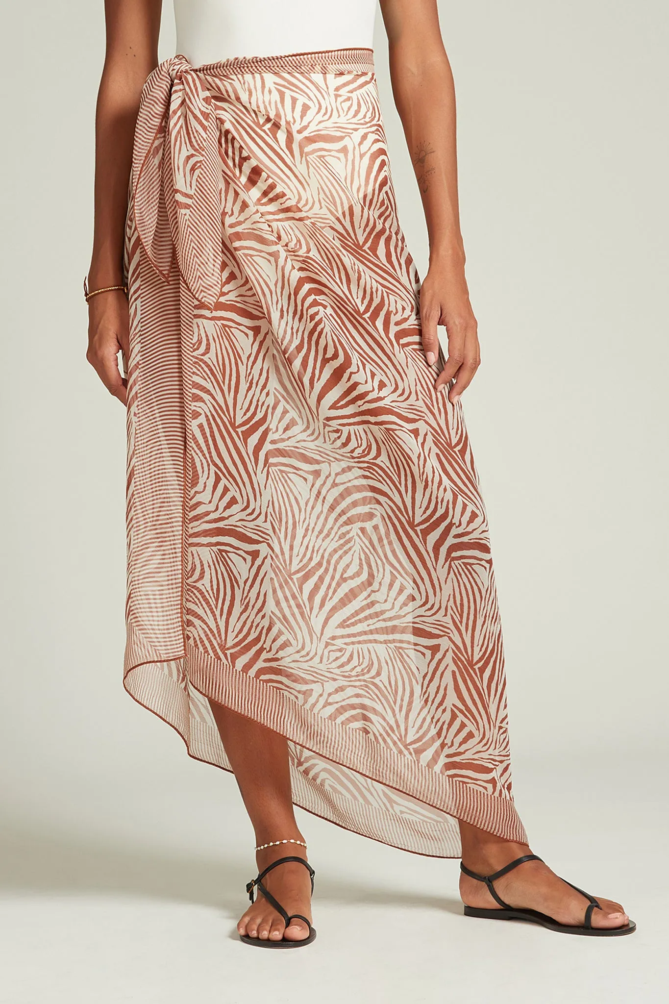 Chan Luu Zebra Print Chiffon Sarong in Sequoia