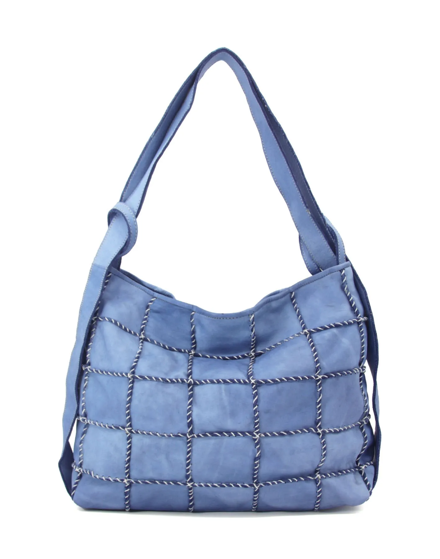 Checker-stitch leather shoulder bag wholesale