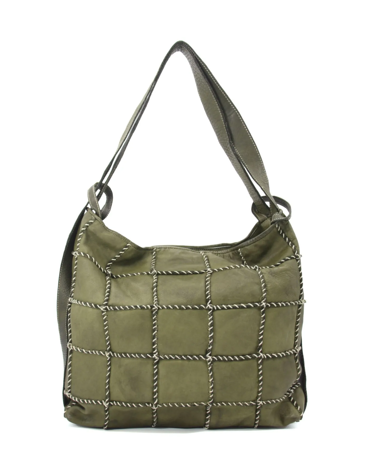 Checker-stitch leather shoulder bag wholesale