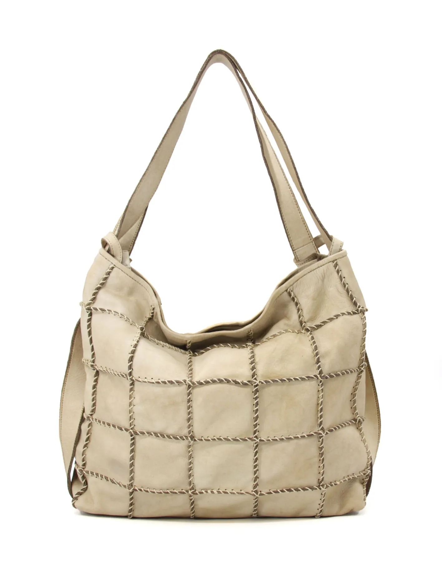 Checker-stitch leather shoulder bag wholesale