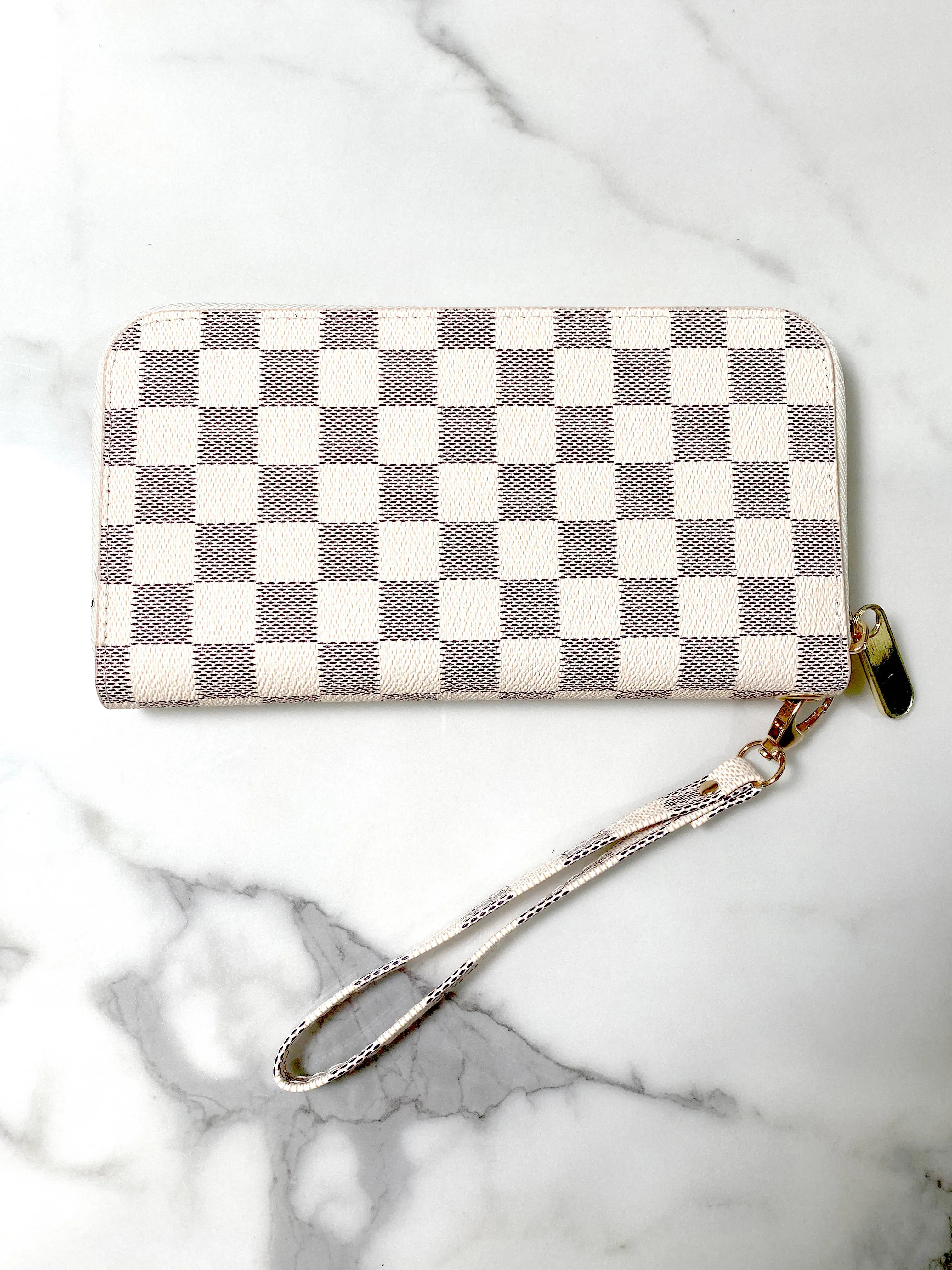 Checkered Wristlet Wallet