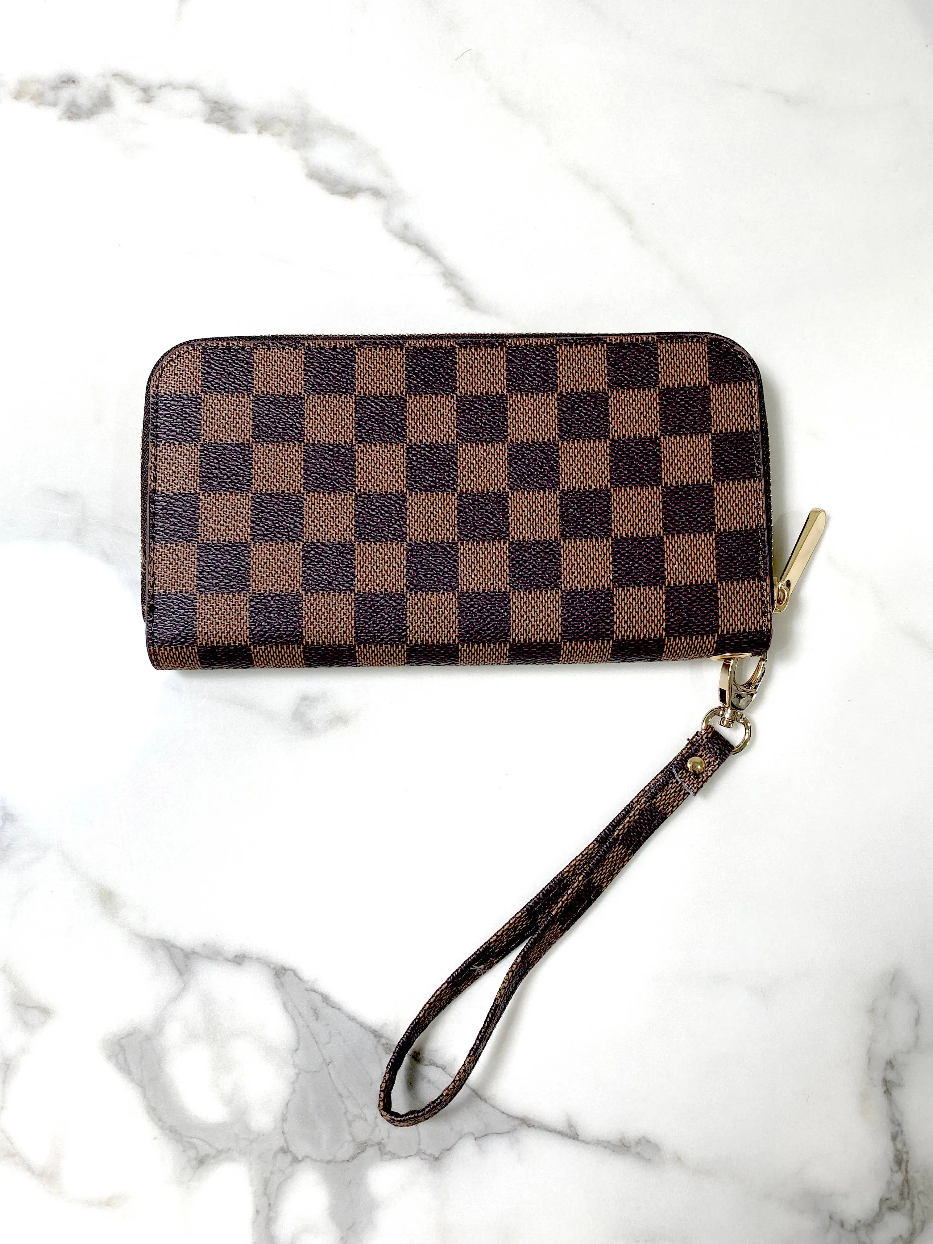 Checkered Wristlet Wallet