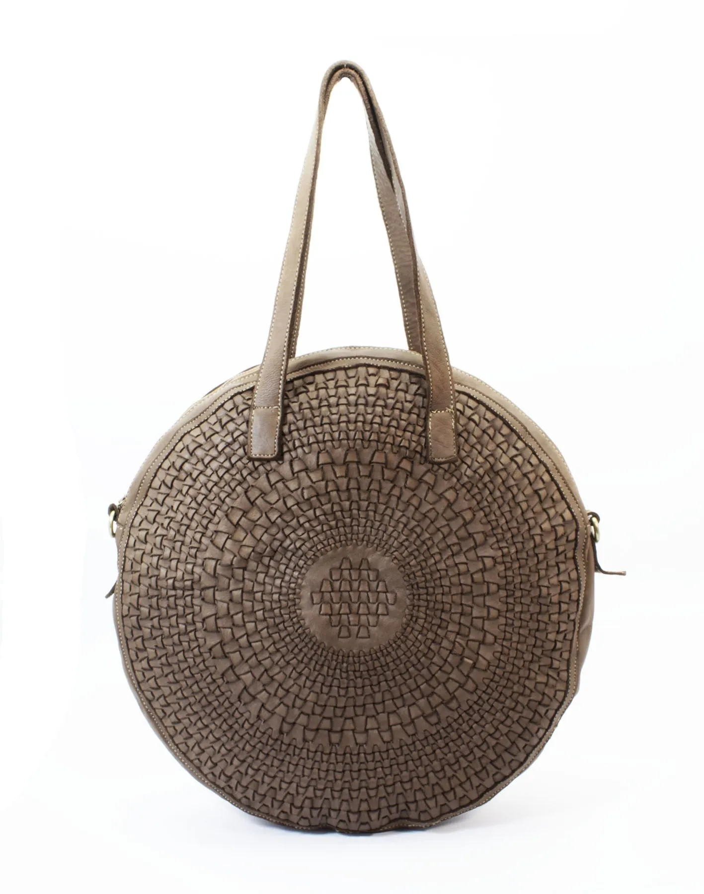 Circular weave leather tote bag wholesale