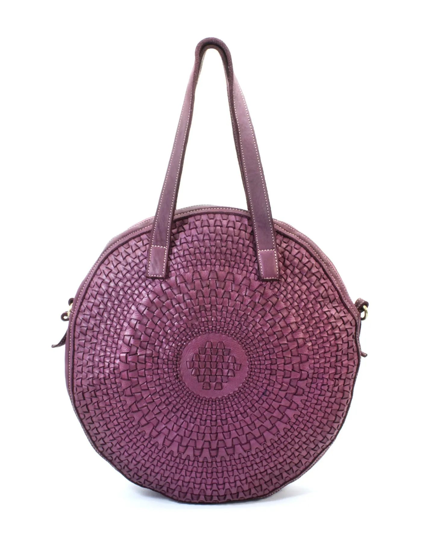 Circular weave leather tote bag wholesale