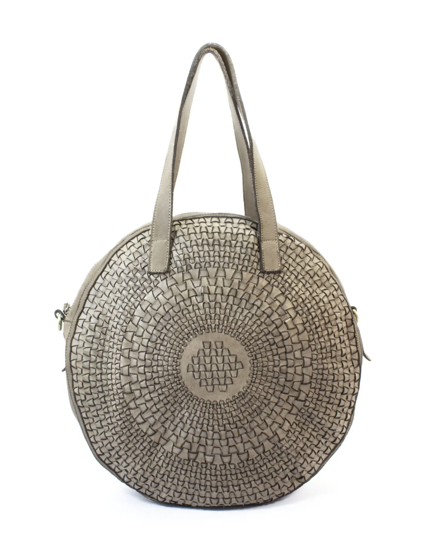 Circular weave leather tote bag wholesale