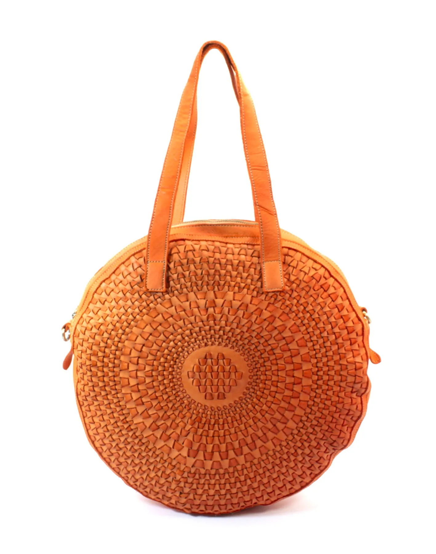 Circular weave leather tote bag wholesale