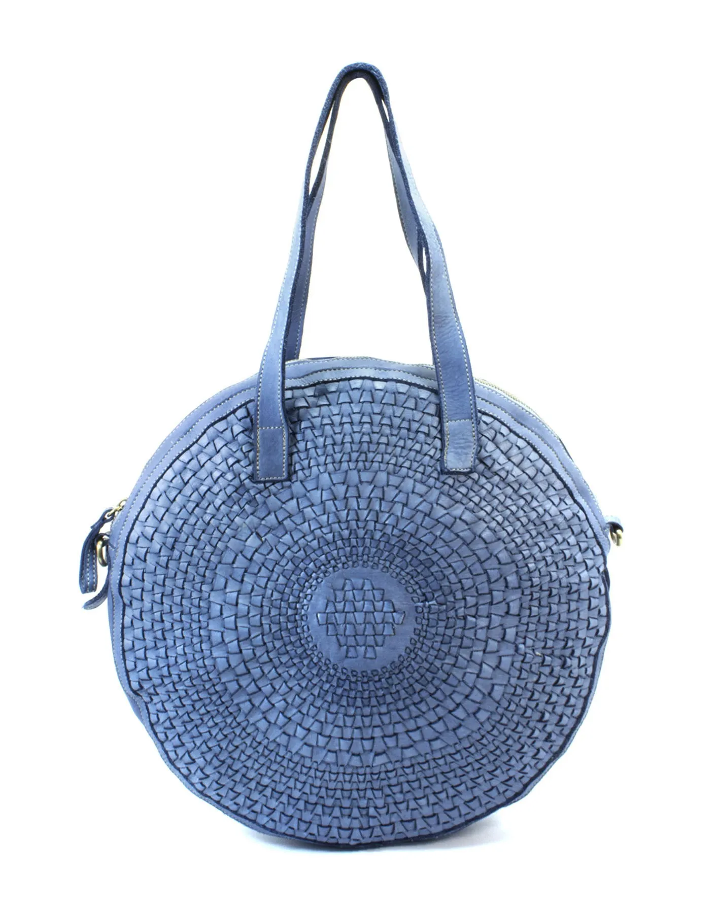 Circular weave leather tote bag wholesale