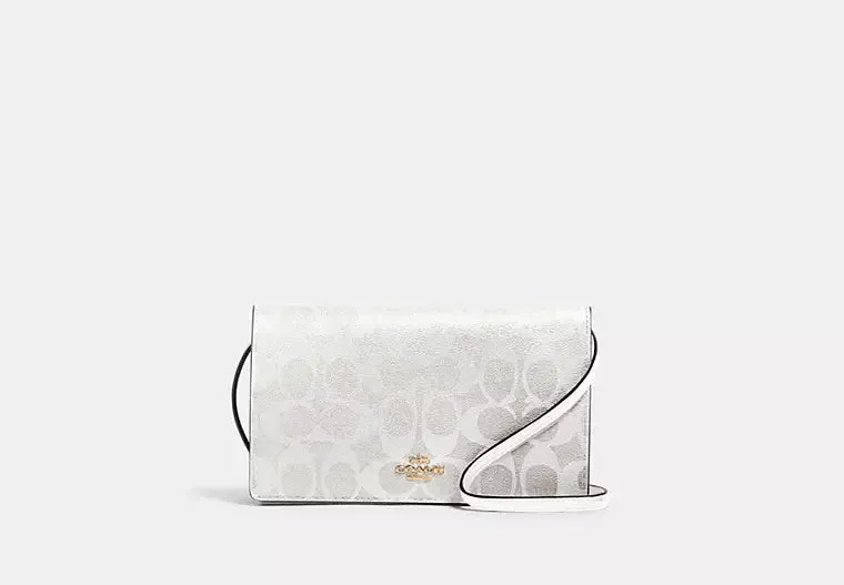 Coach Anna Foldover Clutch Crossbody In Signature Canvas