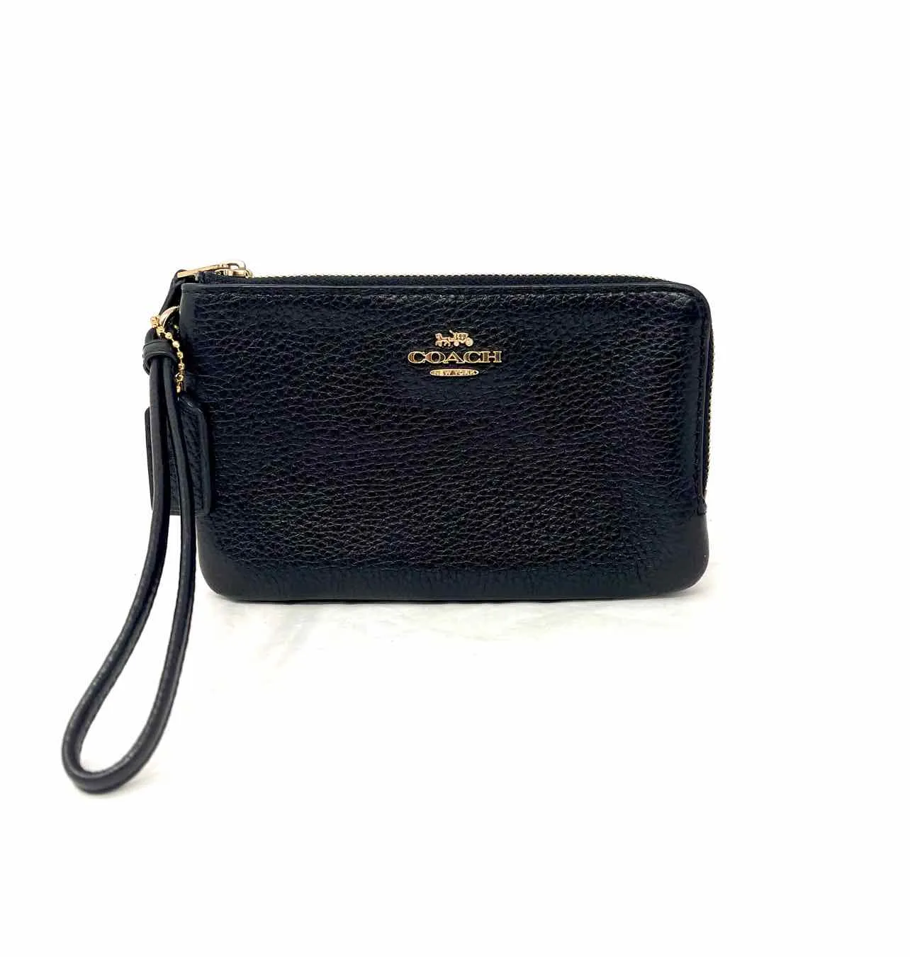 Coach Black Pebbled Leather Designer Wristlet