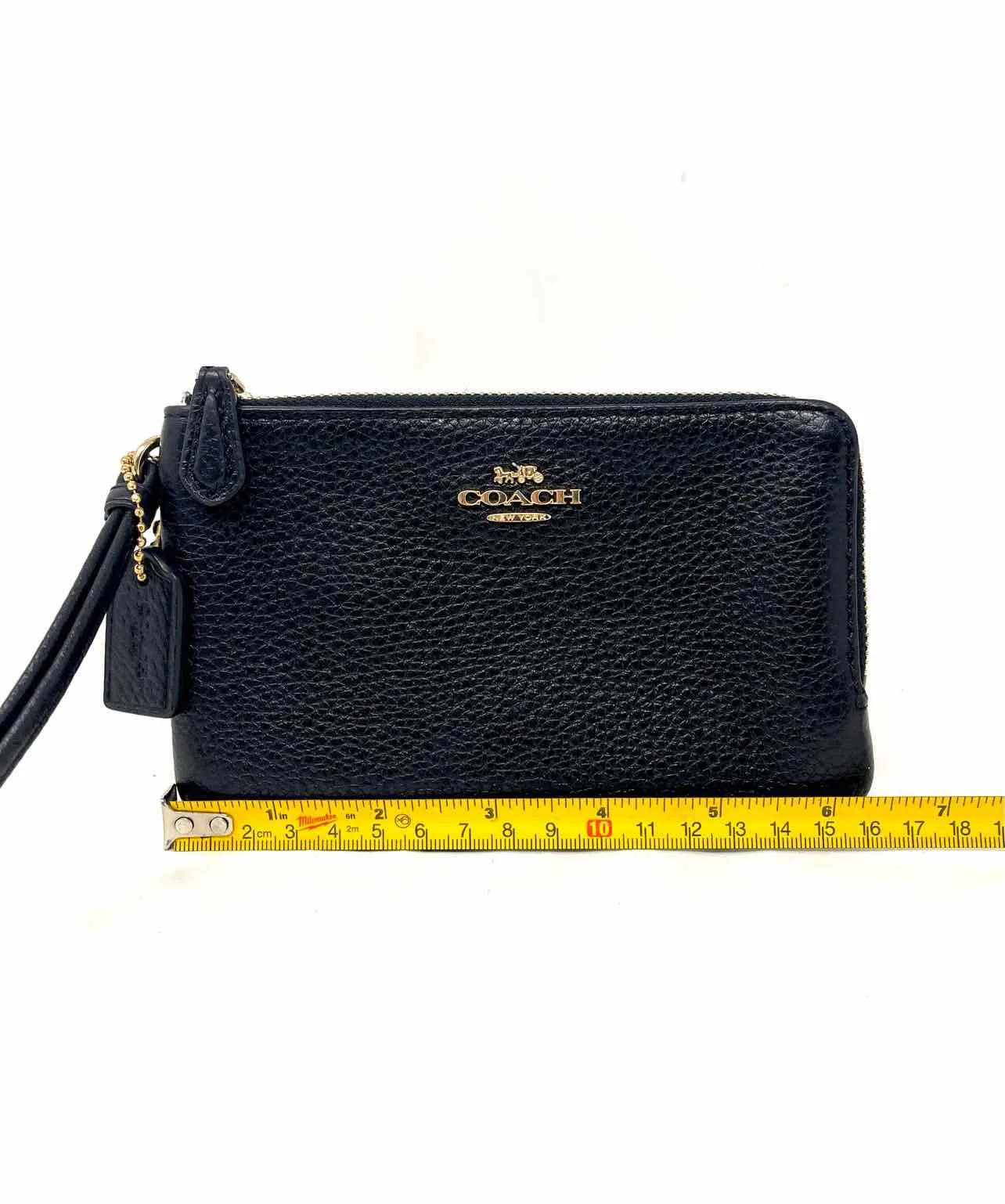 Coach Black Pebbled Leather Designer Wristlet