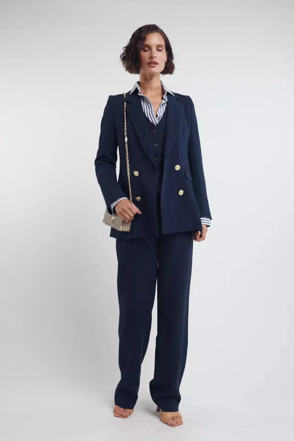 Double Breasted Blazer (Navy Linen)