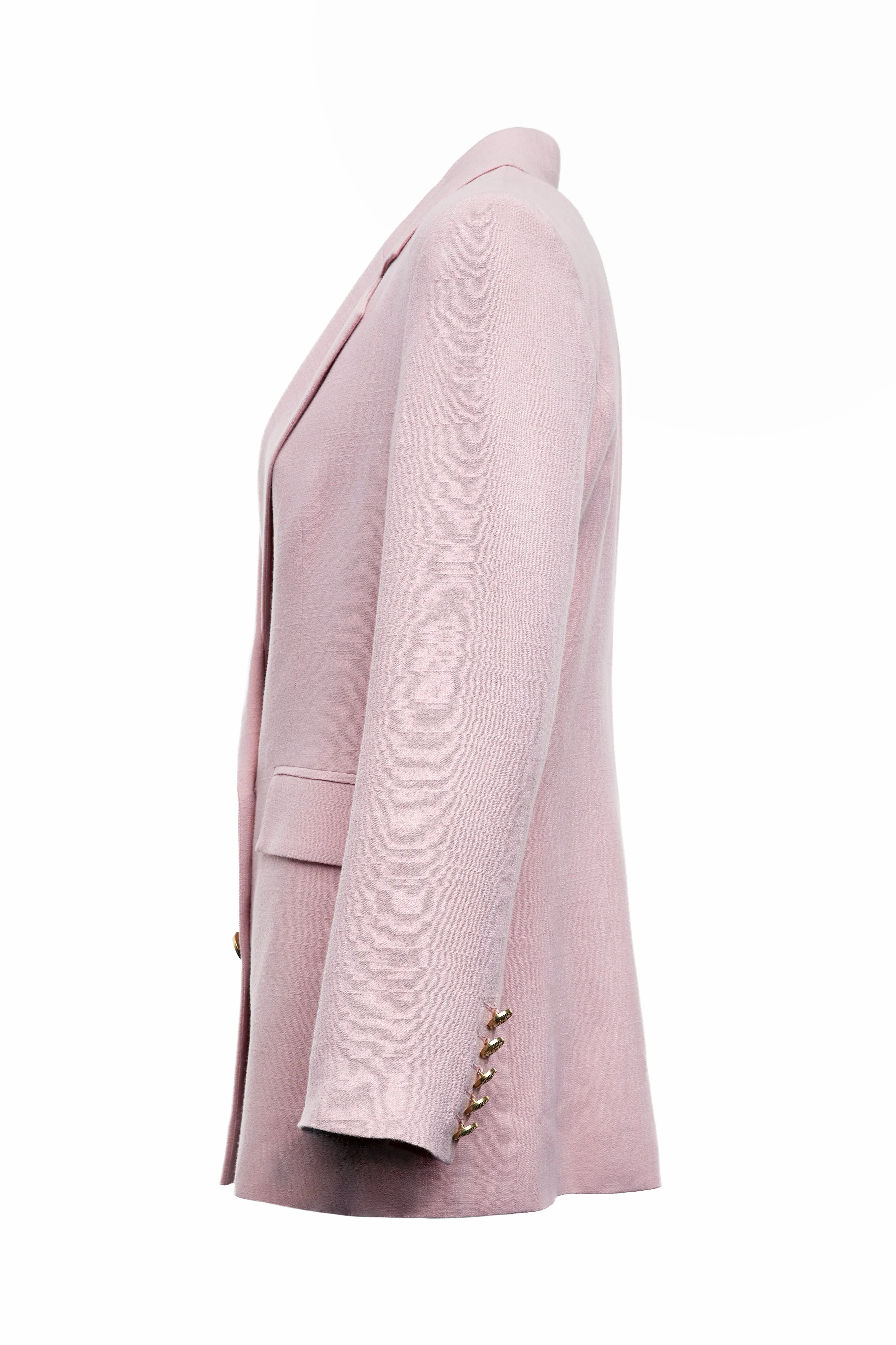 Double Breasted Blazer (Pink Linen)