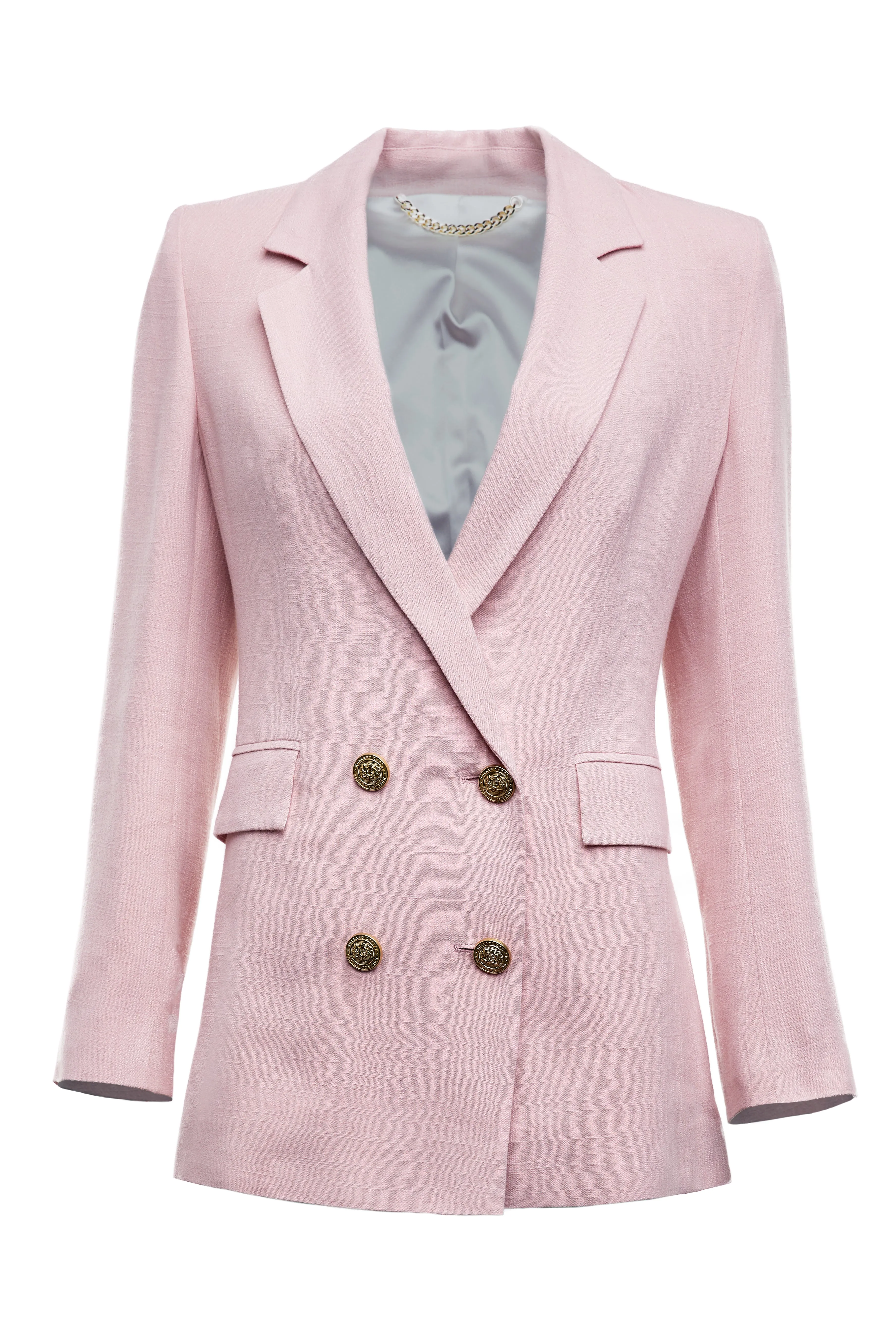 Double Breasted Blazer (Pink Linen)