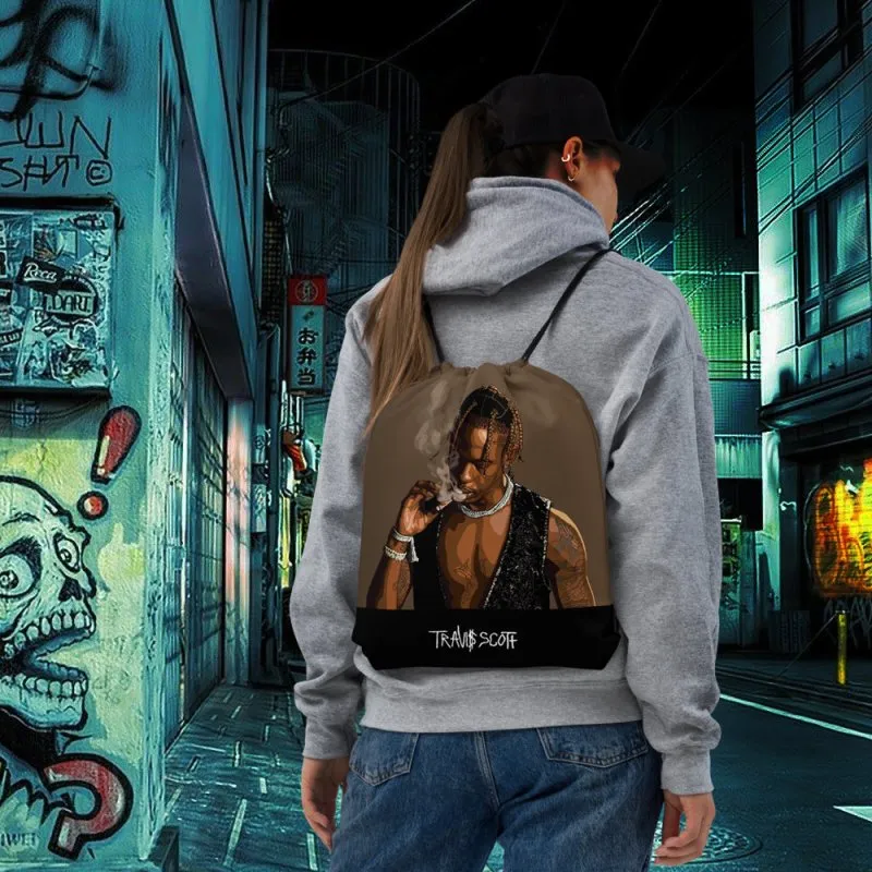 Drawstring bag - Travis Scott Portrait Illustration