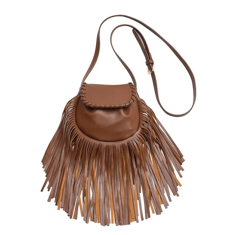 Fashion Trend Retro Tassel Shoulder Crossbody Bucket Bag