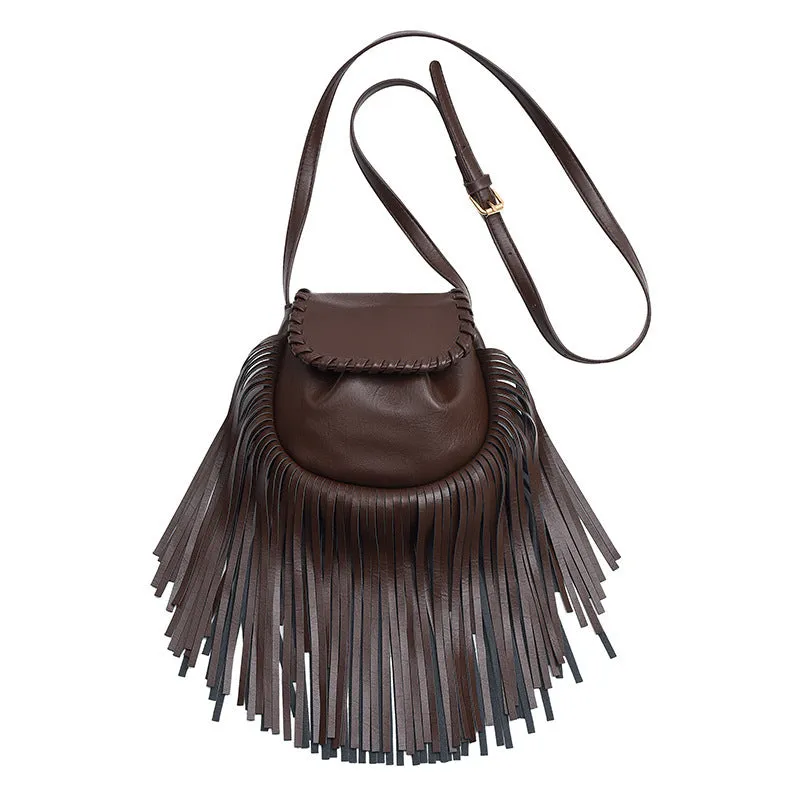 Fashion Trend Retro Tassel Shoulder Crossbody Bucket Bag