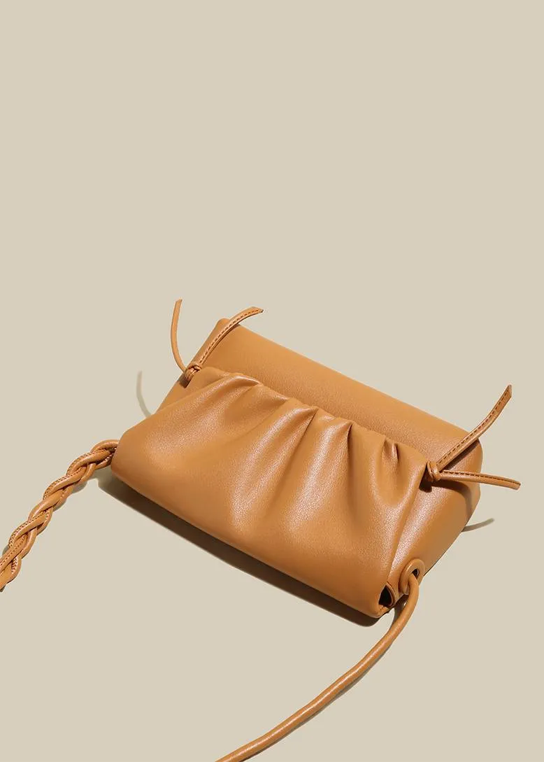 Genuine Leather Flap Wrinkle Shoulder Bag