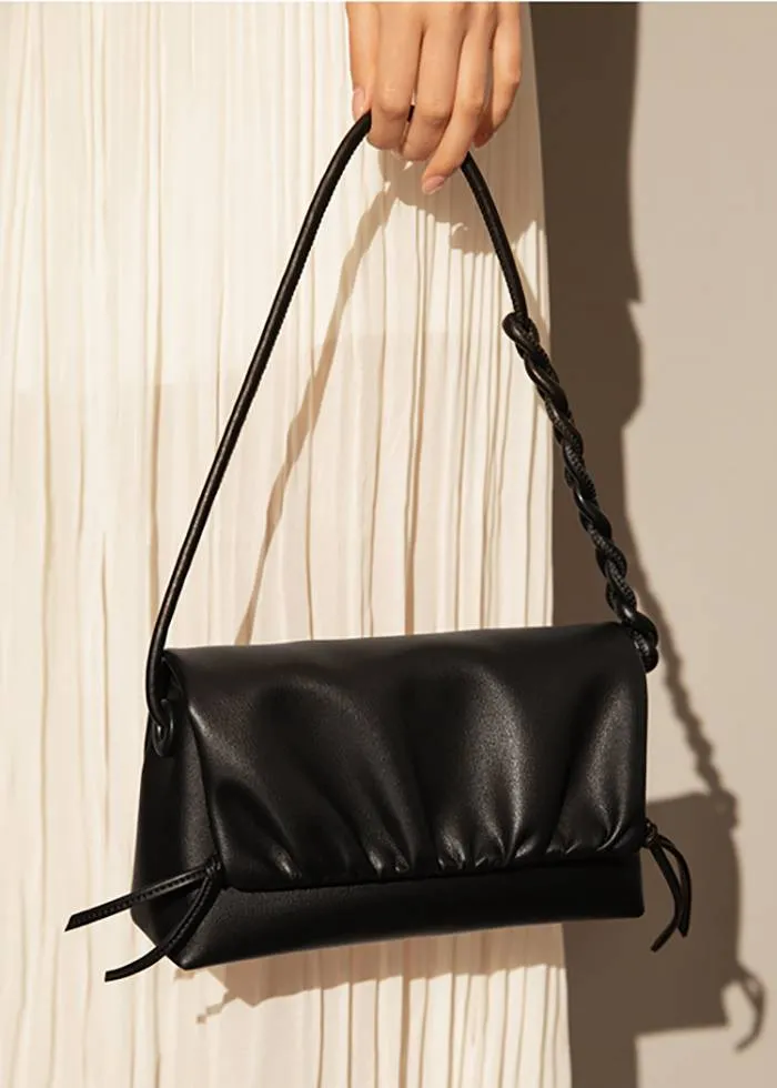 Genuine Leather Flap Wrinkle Shoulder Bag