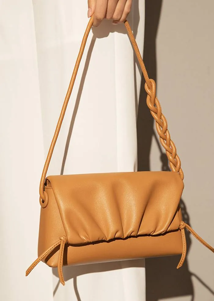 Genuine Leather Flap Wrinkle Shoulder Bag