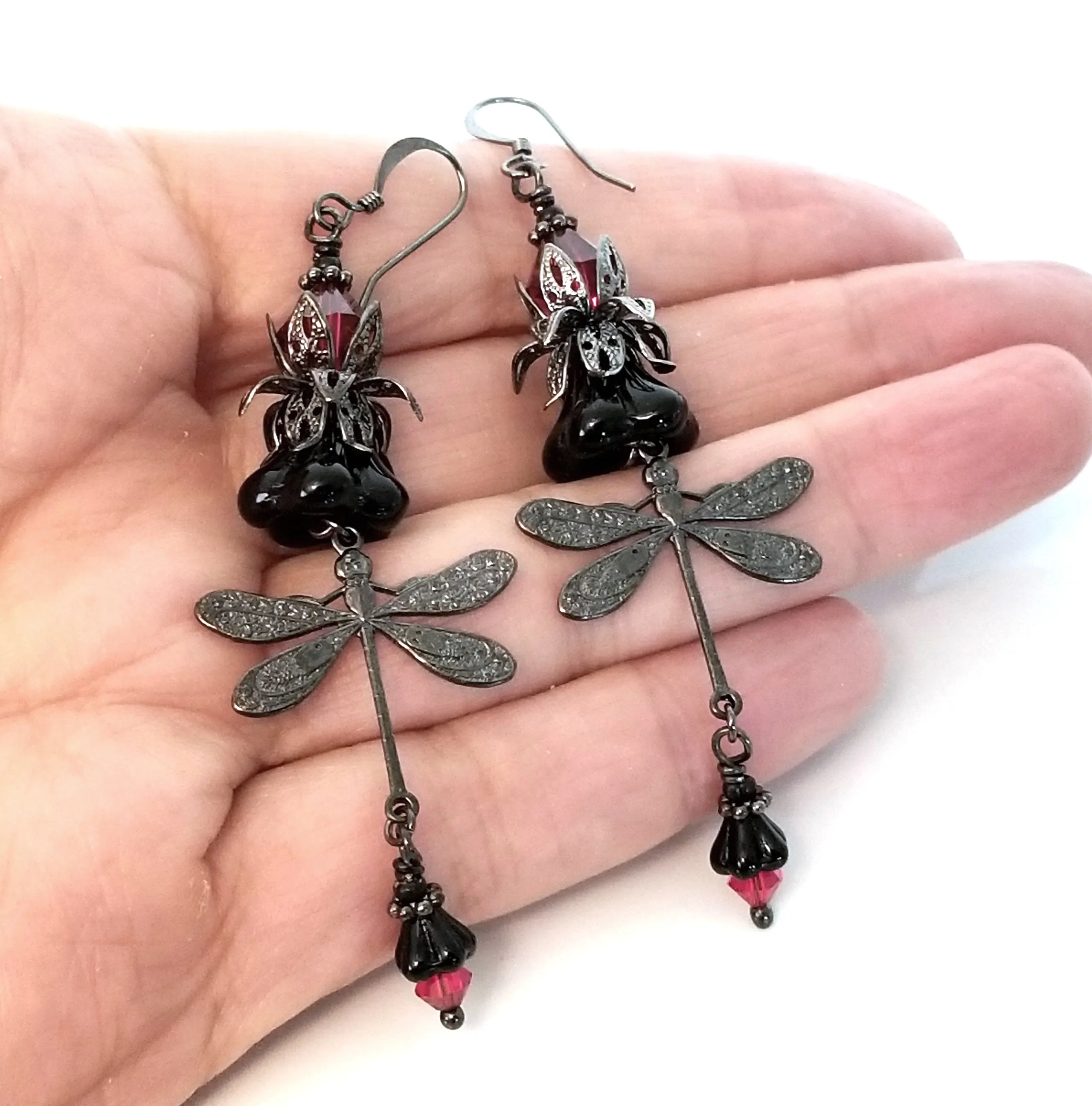 Gothic Dragonfly Earrings, Black Do It Yourself Jewelry Kit, Vampire Inspired #1031