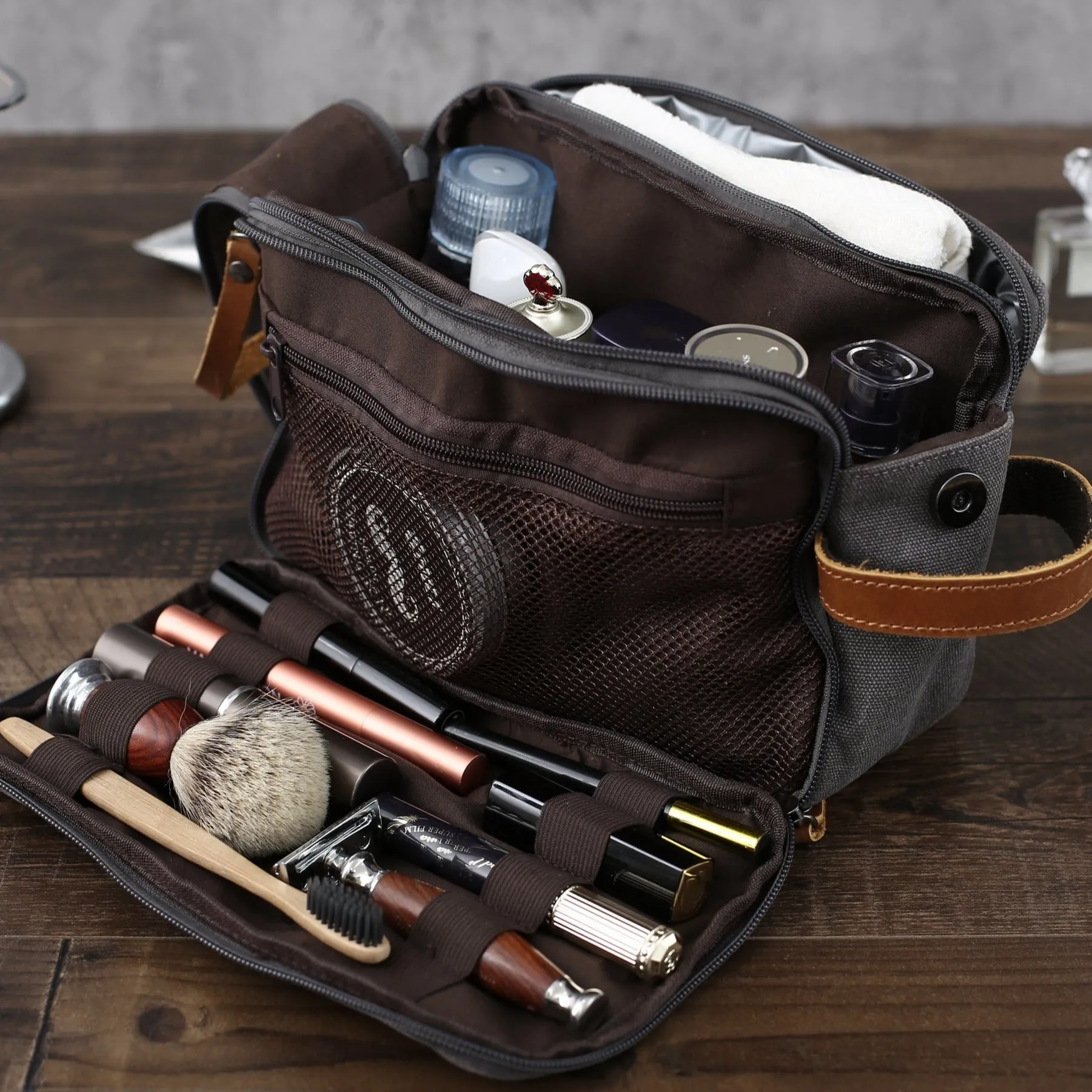 Groomsmen Gift, Canvas Toiletry Bag, Dopp Kit Shaving Kit, Best Men Gift, Christmas Gift, Bachelor Gift