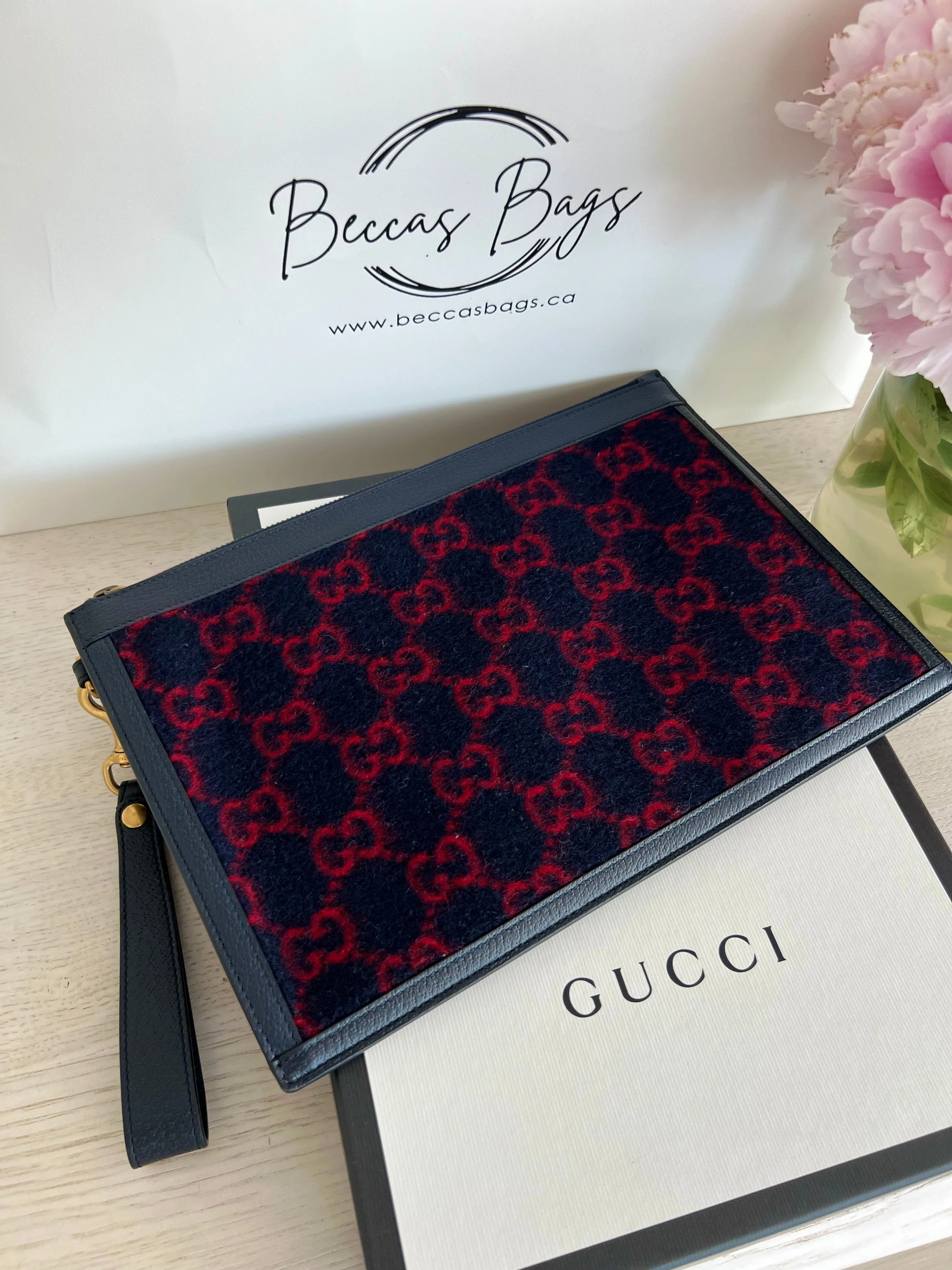 Gucci GG Monogram Wristlet