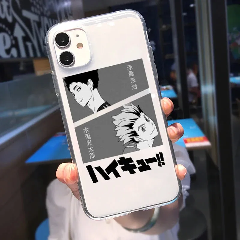 GYKZ Anime Oya Haikyuu Transparent Phone Case for iPhone 13 12 11 Pro XR X XS MAX SE 20 7 8 Plus Soft Cover Coque