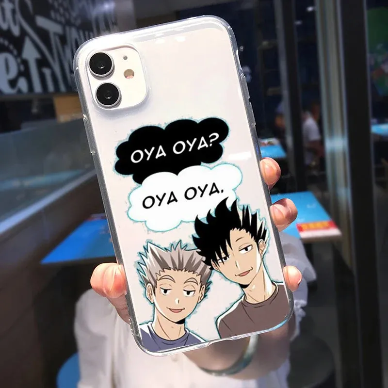 GYKZ Anime Oya Haikyuu Transparent Phone Case for iPhone 13 12 11 Pro XR X XS MAX SE 20 7 8 Plus Soft Cover Coque